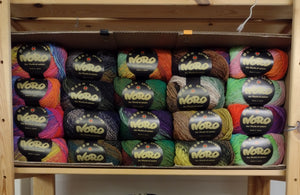 Box of Noro Kureyon wool